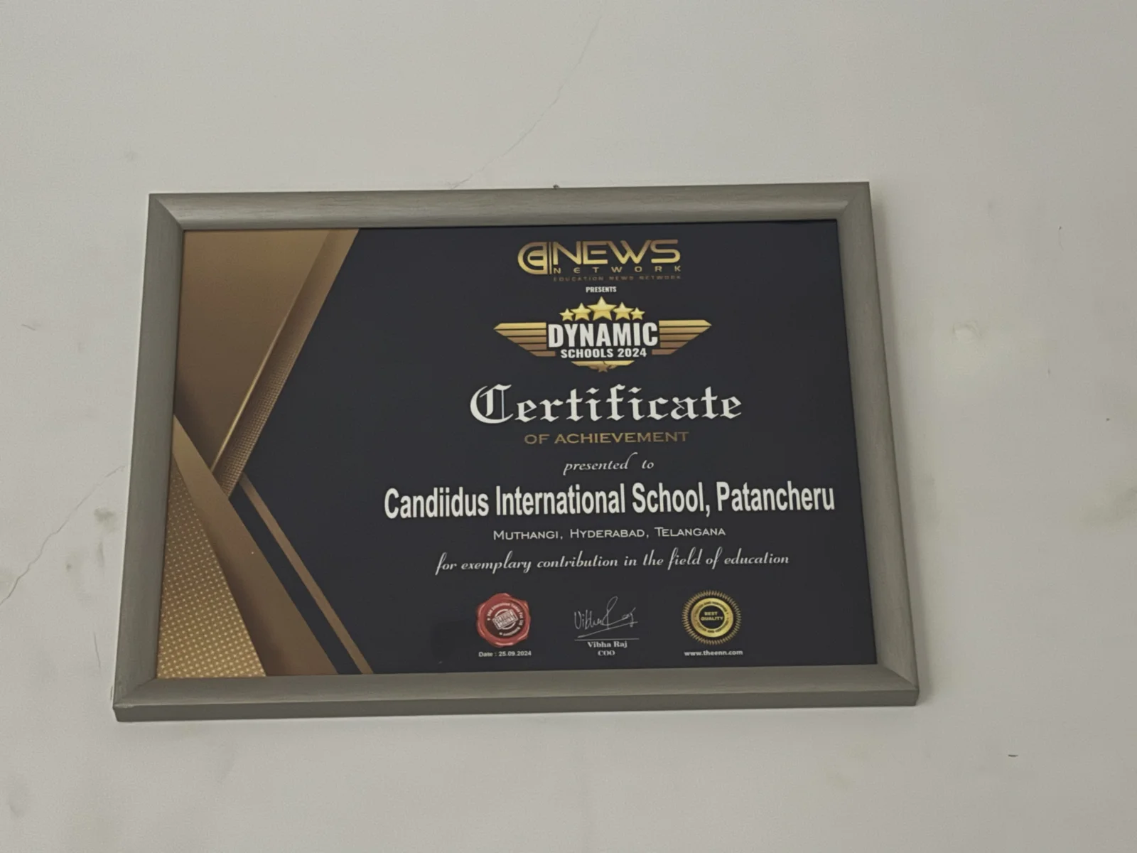 Dynamic Schools 2024 — Certificate of Achievement